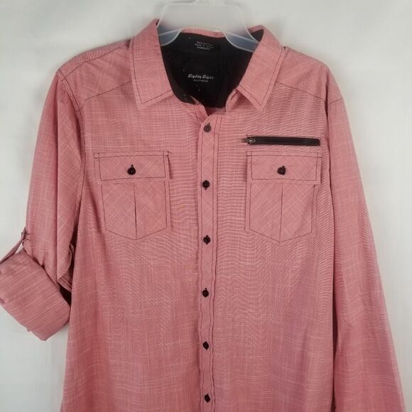 Eighty Eight Men's Casual Button Down Shirt in Red - Picture 6 of 15